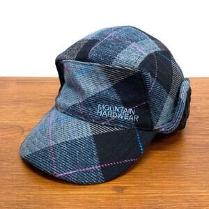 Mountain‎ Hardwear Women's Flannel Blue Pink Plaid Cadet Cap Fleece Ear Flap Hat